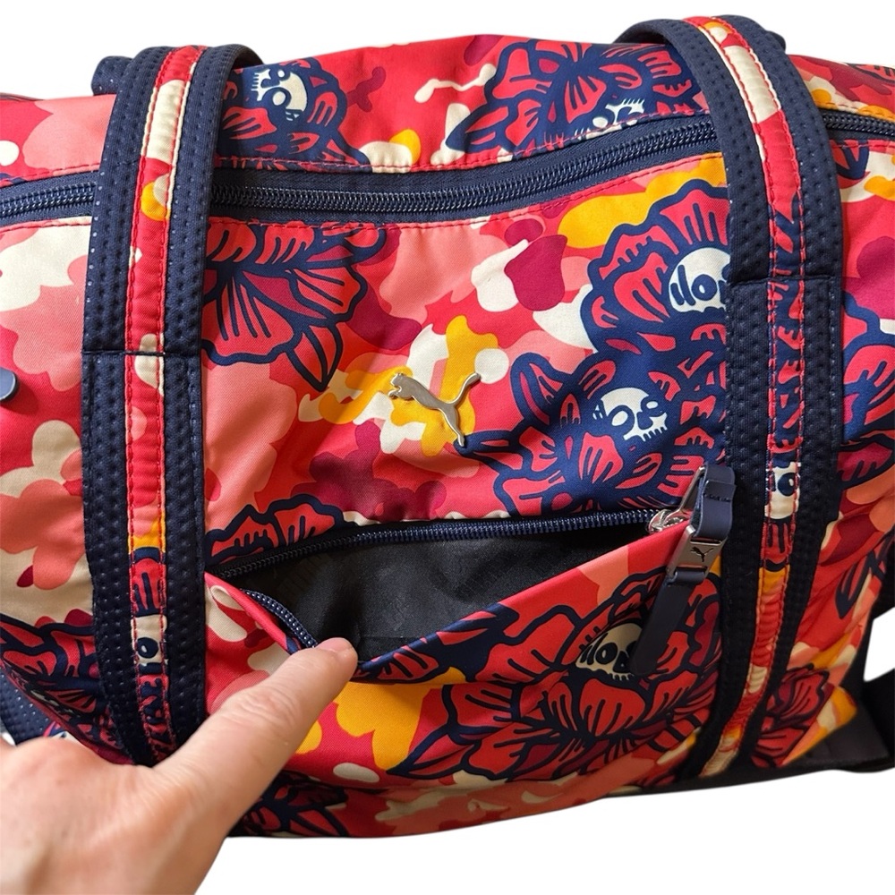 Puma Special Design Rare Floral Skeleton Camouflage Tote Bag in Pink and Blue - Picture 13 of 15
